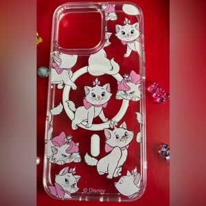 Disney Cat Phone Case - Pink and White iPhone 16 Pro Max.